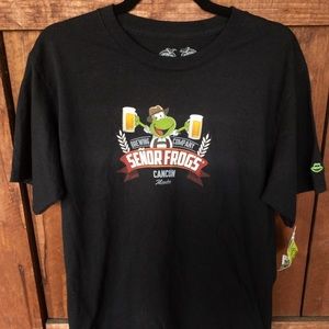 NWT Men’s Black Senor Frogs Cancun, Mexico Shirt